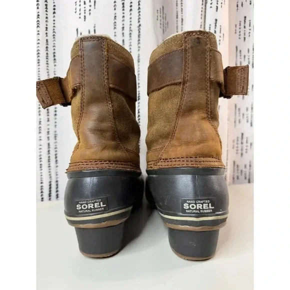 Sorel Women's Brown Leather Fancy Lace II Winter Snow Boots Size 10 Preppy Hike - Picture 11 of 15